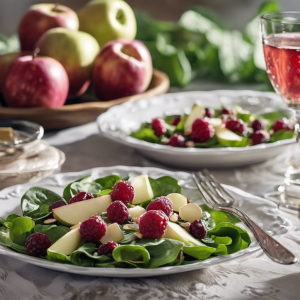 Apple-Cranberry Spinach Salad with Reduced Fat Raspberry dressing's Image