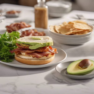 Bacon, Avocado, and Chicken Sandwich on Keto Cloud Bread's Image