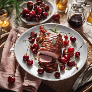 Bacon-Wrapped Pork Loin with Cherries's Image