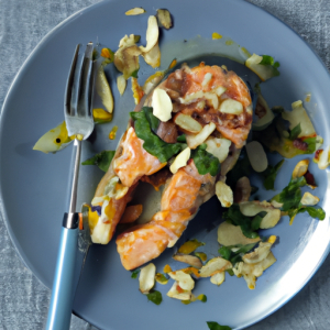 Baked Salmon with Almond Parsley Salad's Image