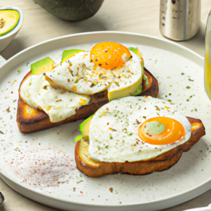 Fried Eggs on Toast with Pepper Jack and Avocado's Image