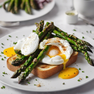 Grilled Asparagus and Poached Egg on Toast's Image