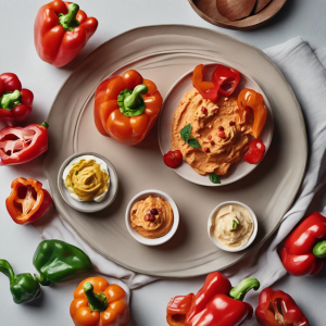 Red Bell Pepper and Hummus's Image