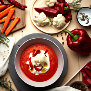 Roasted Red Bell Pepper and Cauliflower Soup's Image