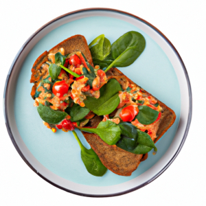 Spinach, Pepper, and Tomato Scramble on Toast's Image