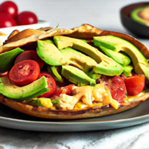 Toasted Pita with Gouda, Avocado, and Tomato's Image